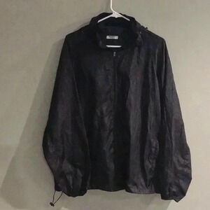 Zeagoo black 2‎ pocket with hood full zip windbreaker womens xlarge
